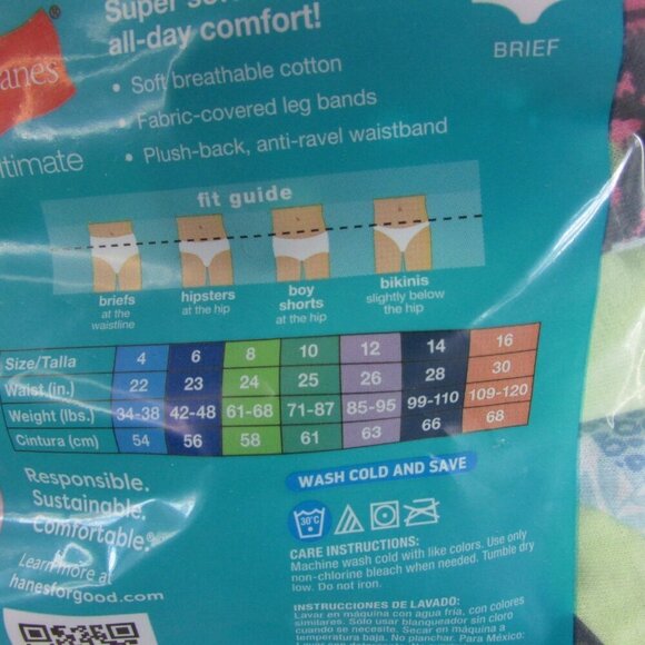 2 PKS Hanes Ultimate Girl's Size 8 Tagless Brief Underwear Panty 24 Pairs - Picture 3 of 3